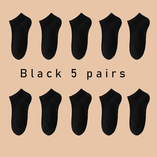 5 Pairs of Women'S/Men'S Boat Socks Invisible Low Cut anti Slip Summer No Show Ankle Socks Solid Color Casual Breathable