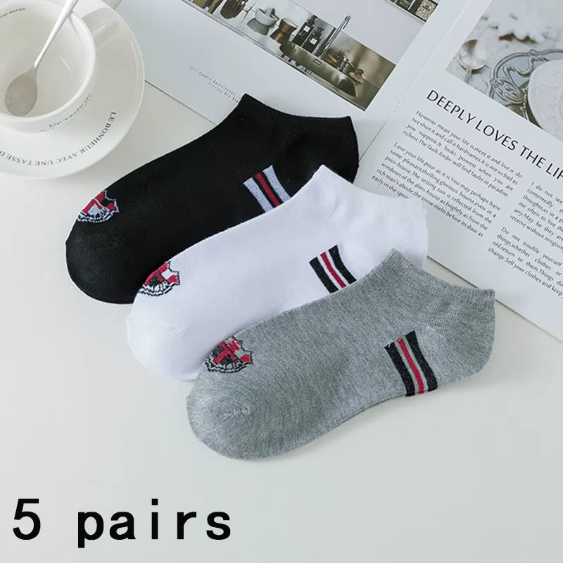 5 Pairs of Women'S/Men'S Boat Socks Invisible Low Cut anti Slip Summer No Show Ankle Socks Solid Color Casual Breathable