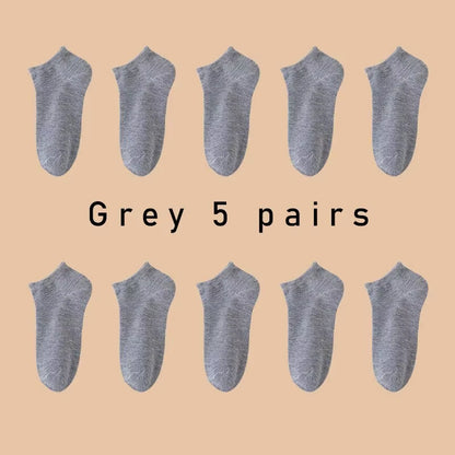 5 Pairs of Women'S/Men'S Boat Socks Invisible Low Cut anti Slip Summer No Show Ankle Socks Solid Color Casual Breathable