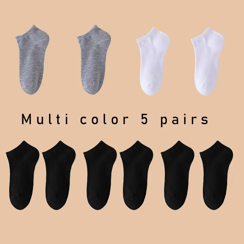 5 Pairs of Women'S/Men'S Boat Socks Invisible Low Cut anti Slip Summer No Show Ankle Socks Solid Color Casual Breathable