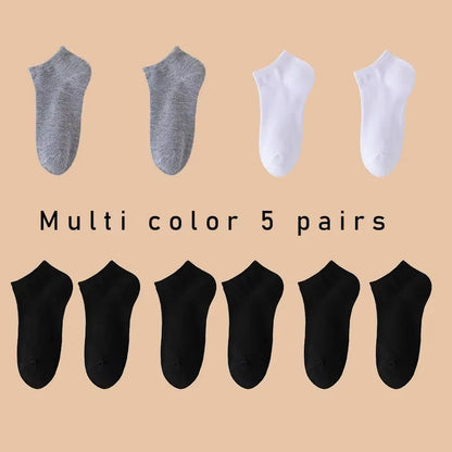 5 Pairs of Women'S/Men'S Boat Socks Invisible Low Cut anti Slip Summer No Show Ankle Socks Solid Color Casual Breathable