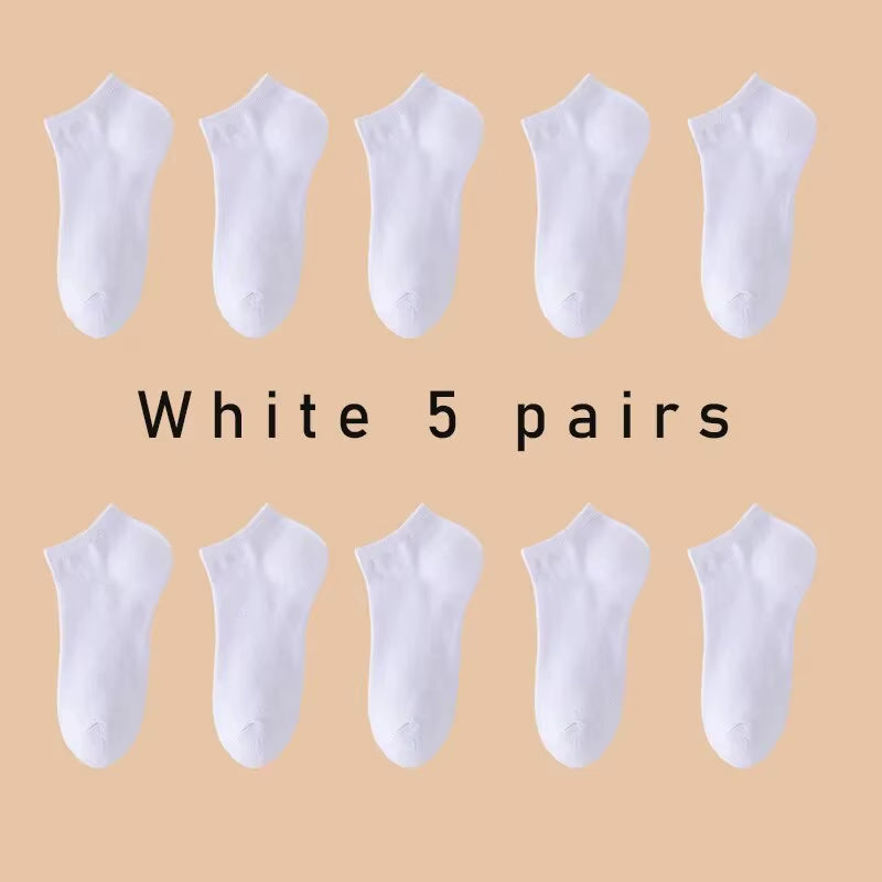 5 Pairs of Women'S/Men'S Boat Socks Invisible Low Cut anti Slip Summer No Show Ankle Socks Solid Color Casual Breathable