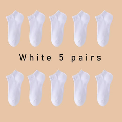 5 Pairs of Women'S/Men'S Boat Socks Invisible Low Cut anti Slip Summer No Show Ankle Socks Solid Color Casual Breathable