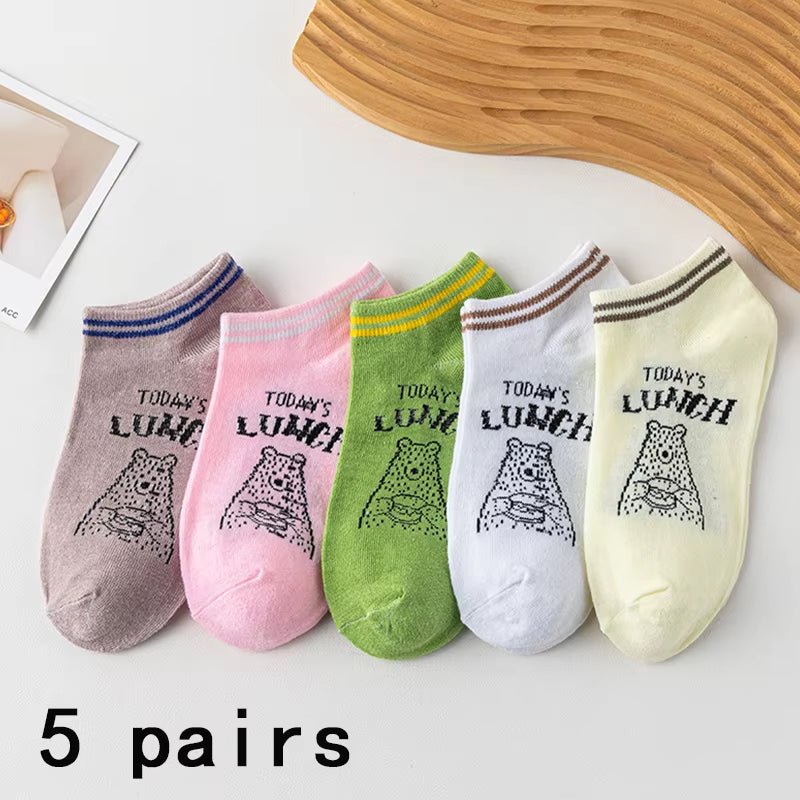 5 Pairs of Women'S/Men'S Boat Socks Invisible Low Cut anti Slip Summer No Show Ankle Socks Solid Color Casual Breathable