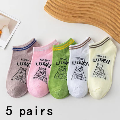 5 Pairs of Women'S/Men'S Boat Socks Invisible Low Cut anti Slip Summer No Show Ankle Socks Solid Color Casual Breathable